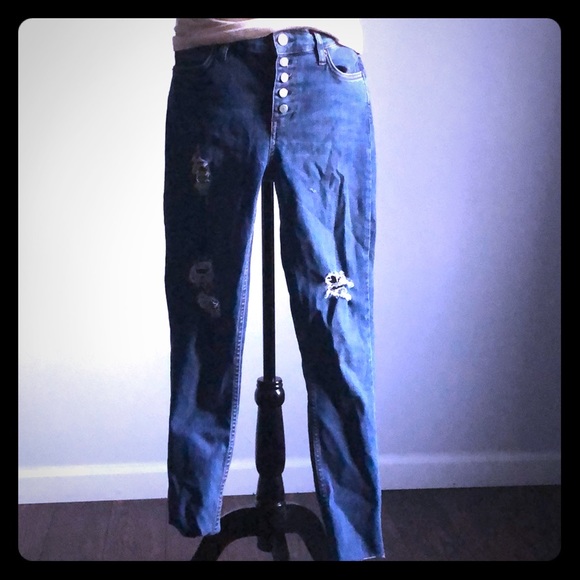 Free people skinny stretch jeans with button fly - Picture 1 of 3